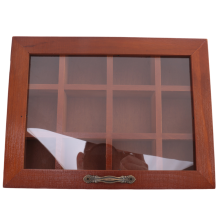 12 Grids Wooden Tea Bag Holder Sugar Packets Spice Pouches Storage Case Instant Coffee Boxes with Clear Lid