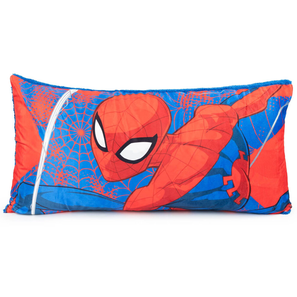 Housse de coussin de corps Spiderman Jay Franco - Housse de coussin en peluche mesurant 91 x 45 cm avec envers en sherpa - Literie ultra douce po