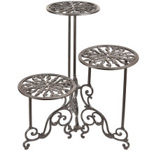 Sungmor Heavy Duty Cast Iron Plant stand 3 Tier Foldable Metal Plant Shelf 24in Tall Vintage Flower Pot Holder Indoor Outdoor Tiered Plant Stan