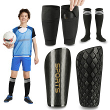 Fodbold Shin Guards For Kids Youth - Shin Pads sat med skinnebensves og lange fodboldsokker til 3-16 år drenge og piger - Letvægtsfodboldudstyr (