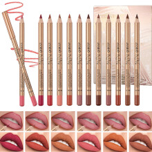 DENESTUP 12 Farben Lipliner-Set, Braun, Rosa, Rot, Lipliner-Serie, pralle, nackte Lippenform, kein Verschmieren, langanhaltend, glatter Lippenstift, w