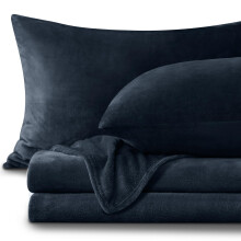 BEDELITE Flannel Sheets King Size Navy - Super Soft Fleece Sheets Set Fluffy Extra Plush 4 PieceInclude Fitted Sheet Flat Sheet 2 Pillowcases