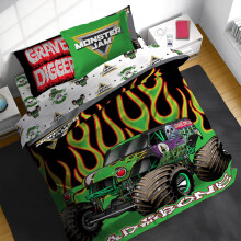 Sunny Side Up Monster Jam Fuldt dynes?t - 7 dele b?rnesenget?j inkluderer dynelagner og pudebetr?k - Super Soft Trucks Microfiber Senges?t