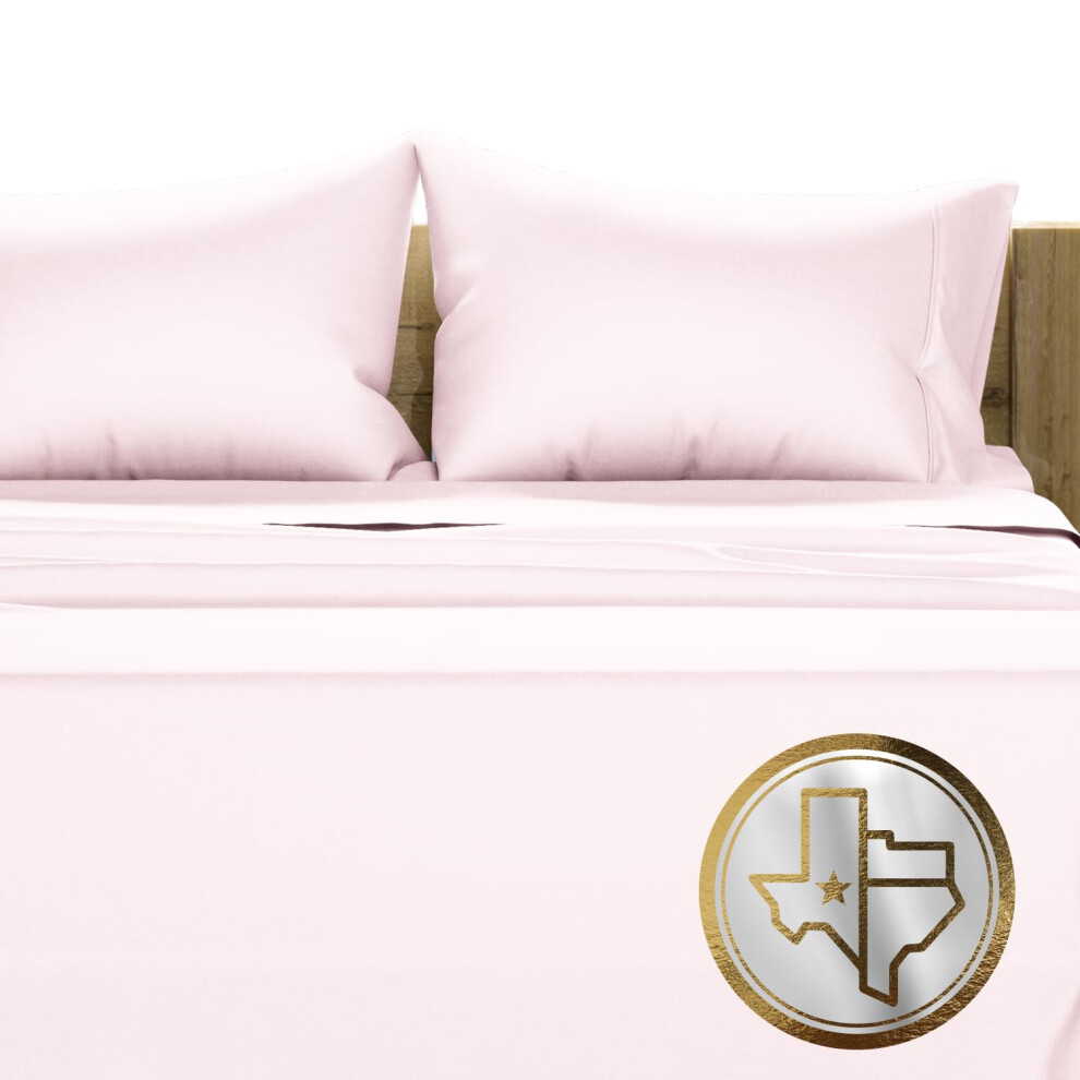 TEXAS LINEN CO. Luxury Egyptian Cotton King Size Sheet Set - 1000 Thread Count Blush 4 Piece King Sheets Soft Cooling Extra Long Staple Sateen Weave