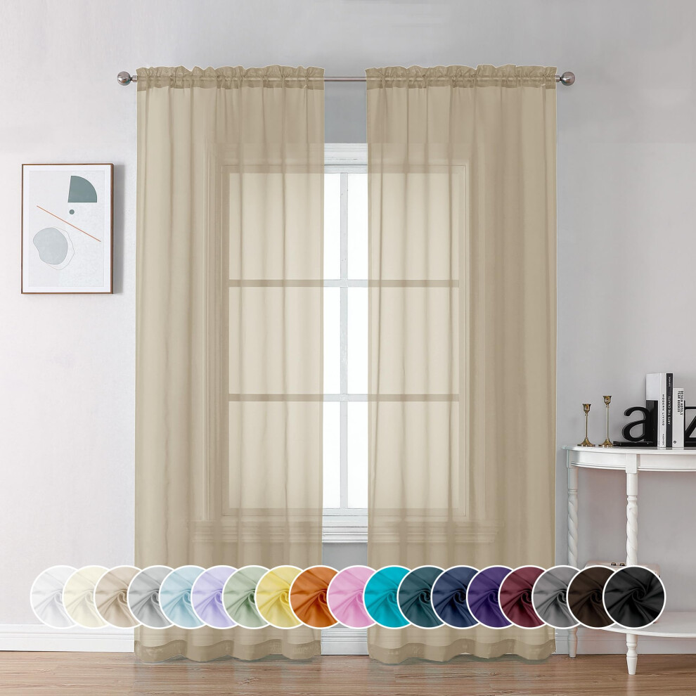 Chyhomenyc Tende Velate Color Tortora, Lunghezza 183 Cm, 2 Pannelli, Filtranti Della Luce, Morbide, Ariose, Con Tasca Per Asta, Tende Per Finestra, Camera Da Letto, Soggiorno, Ognuna 106 X 182 Cm-image