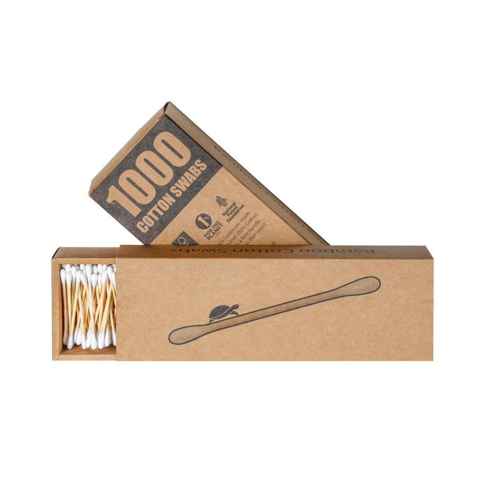 Turtle , Turtle Sea Turtle Bamboo Cotton Swabs 1000 Count - Vegan Eco Friendly Organic Double Tips Wooden Ear Sticks All Natural 100% Biodegradable Cotton Buds