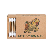 Meeresschildkrten-Bambus-Wattestbchen fr Babys mit Sicherheitsrand (100 Stck) vegane, umweltfreundliche, organische Doppelspitzen, plastikfreie