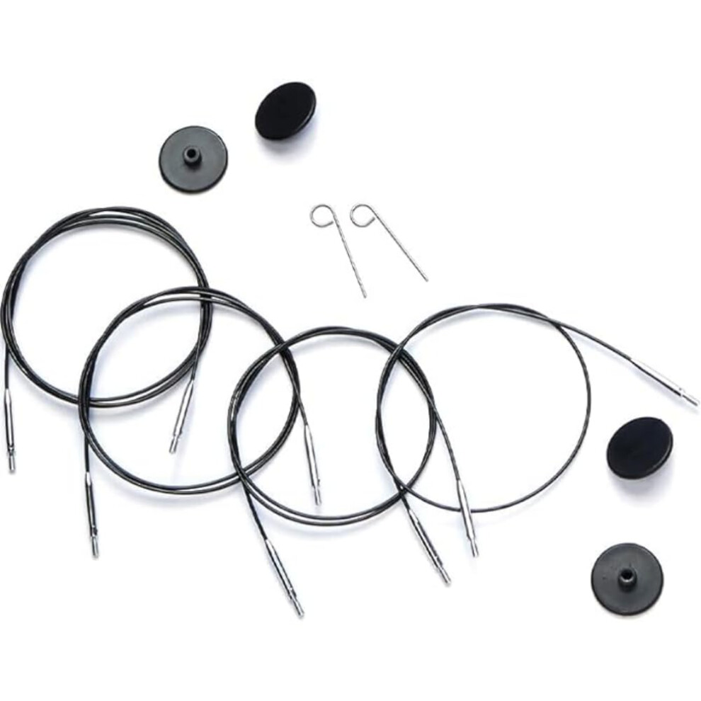 Knitpro Black/Silver - The Mindful Collection Stainless Steel Swivel 360 Interchangeable Cable For 120Cm Needle - 1 Piece