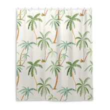 WELLDAY bruseforh?ng Palmetr?er p? beige badev?relsesindretning Vandt?t stof med kroge 60x72 tommer
