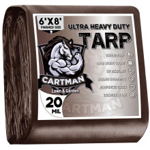 CARTMAN Afgewerkt formaat 6x8 voet Extra dik 20 Mil Bruin Ultra Heavy Duty Poly Tarp Multifunctionele beschermhoes UV-bestendig Waterdicht Poly Tarpa