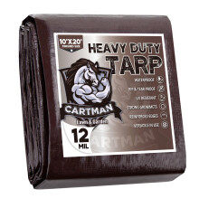 CARTMAN Afgewerkt formaat 10x20 voet Extra dik 20 Mil Bruin Ultra Heavy Duty Poly Tarp Multifunctionele beschermhoes UV-bestendig Waterdicht Poly Tar
