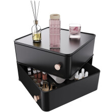 Rotating Makeup Organizer, Cosmetic Display Case with Brush Holder Perfume Tray, Multi-Function Storage Carousel for Vanity Bathroom Countertop for Br
