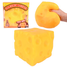 Giggle Zone Squeeze Cheese - Extra Large Squishy Cheese Block | Gag Gifts Funny Adult | 4.25 Inch Giant Stress Ball | Fidget Sensory Toy for Kids - Su