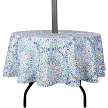 EHouseHome Outdoor and Indoor 70inch Round Tablecloth with Umbrella Hole and Zipper Waterproof Zippered Patio Table Cloths Spring/Summer Table Cover