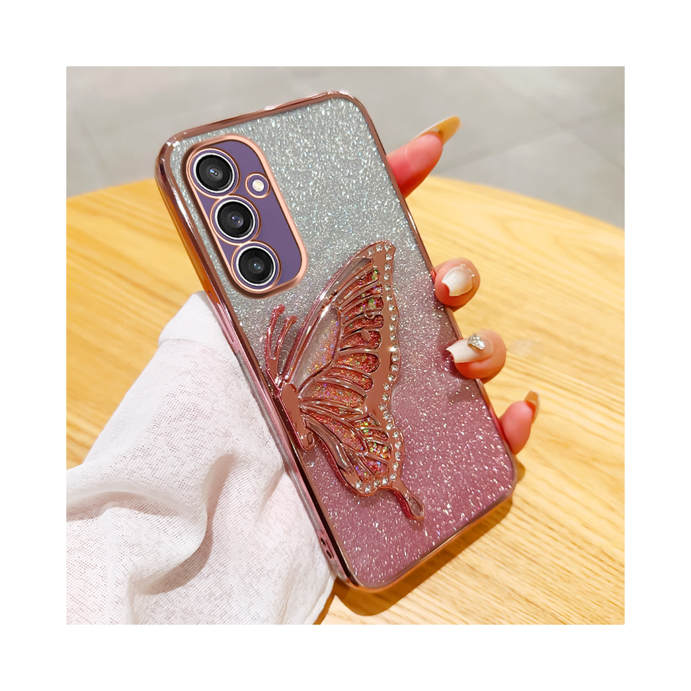 ( With Lshd, Samsung S23 Fe) S24 Gradient Glitter Butterfly Quicksand Phone Cas Pink 931288373534