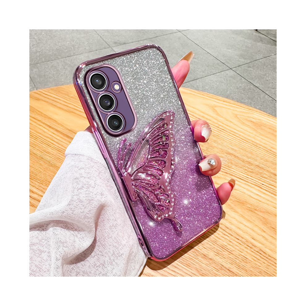 ( With Lshd, Samsung S23 Plus) S24 Gradient Glitter Butterfly Quicksand Phone Cas Purple 931288374074