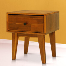 Acacia Sofia Nightstand with Drawer  Bedside Table  Solid Wood Bedside End Table with Drawer and Storage Space for Bedroom  Caramel