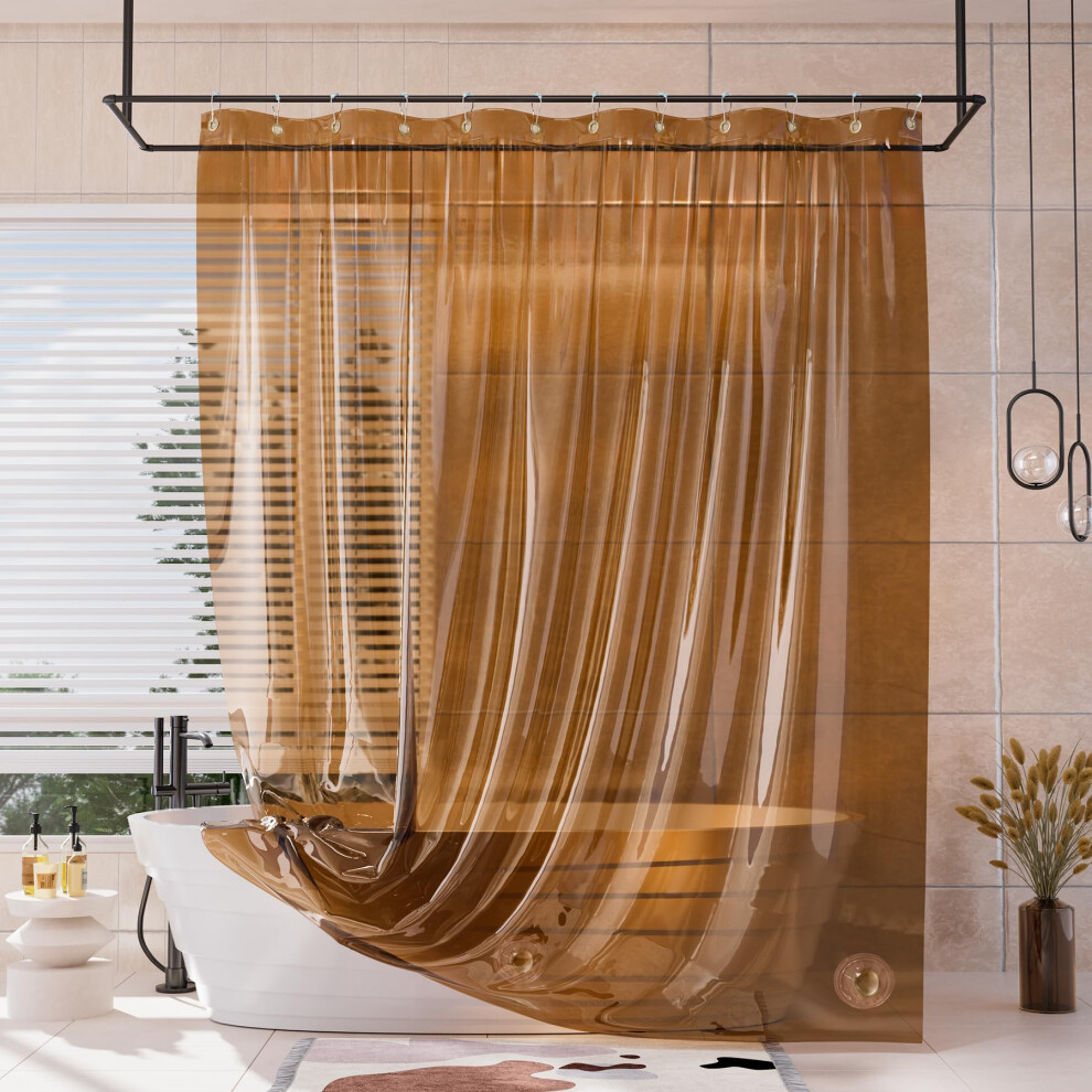 AmazerBath Long Shower Curtain Liner  100% EVA Soft Clear Amber Heavy Duty 78 inch Shower Curtain and Liner 2-in-1  72x78 Plastic Bathroom Shower Curt