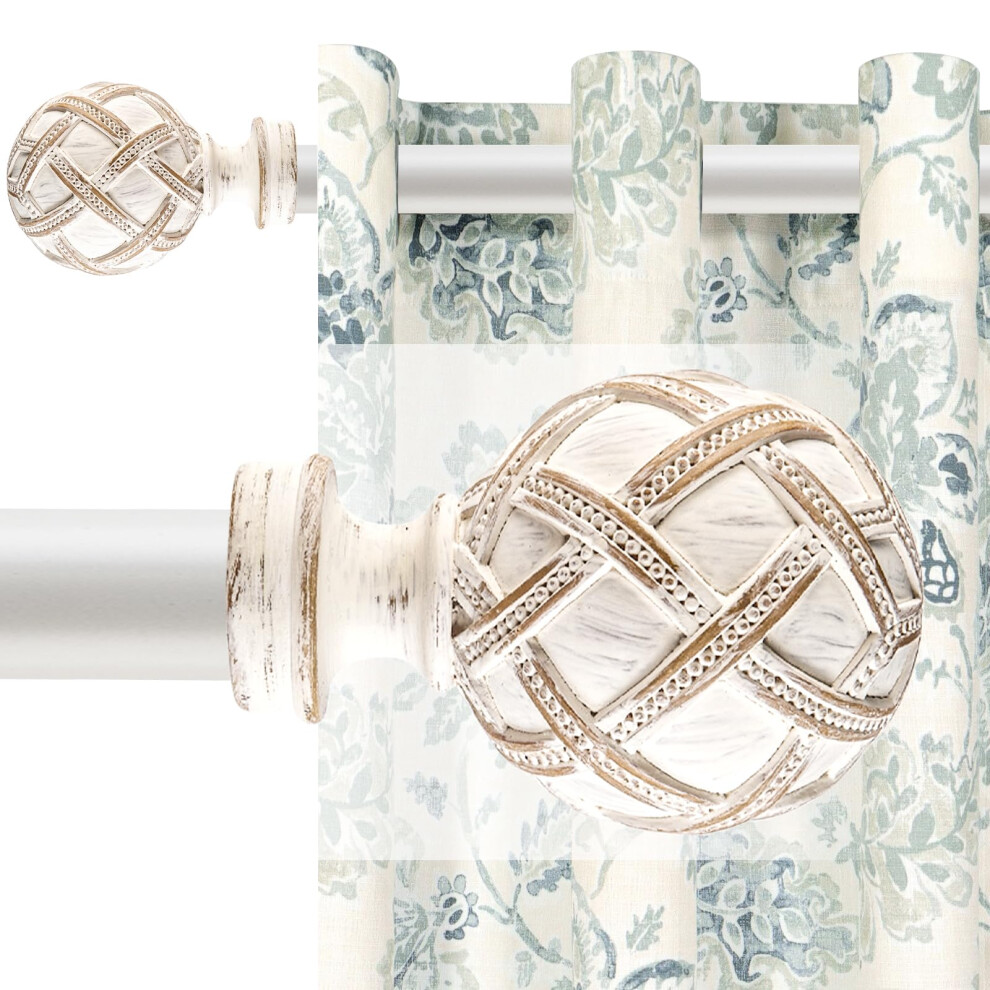 Single Curtain Rod for Windows 48 to 84 Inches(4-7ft): 1 inch Diameter Adjustable Curtain Rod Heavy Duty Curtain Rod with Netted Texture Finials-image-OPC-PGF85GT-NEW