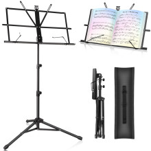 Vouwbare Muziekstand met Draagtas, New bee Metalen Muziekstand, Draagbaar, Verstelbaar met Tripod