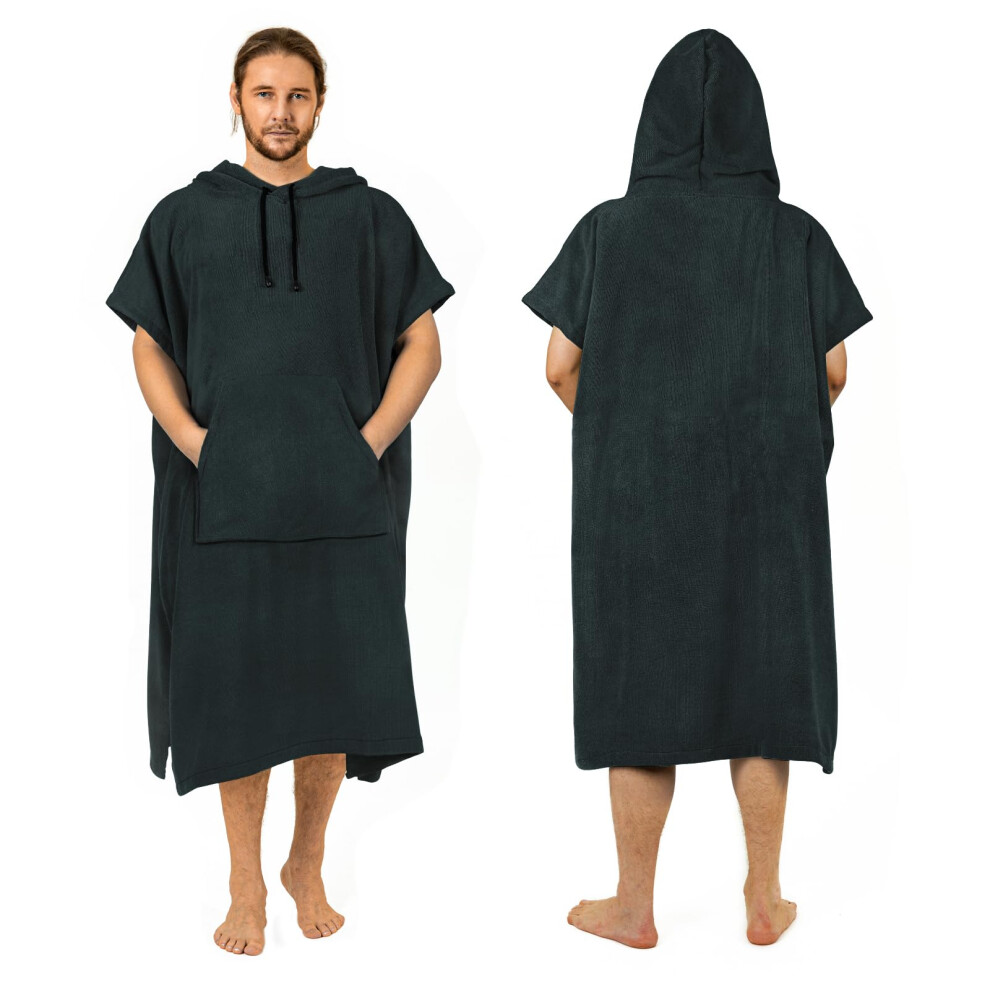 Zingtto Surf Poncho Robe de chambre extra large et   paisse pour homme et femme, avec capuche et poche pour la plage et la natation, 119 x 94 cm, noir