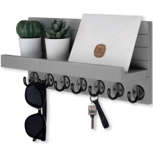 Porte-cles lwenki support de support mural et support de courrier avec 7 crochets robustes pour les lunettes de soleil etagere murale decorative