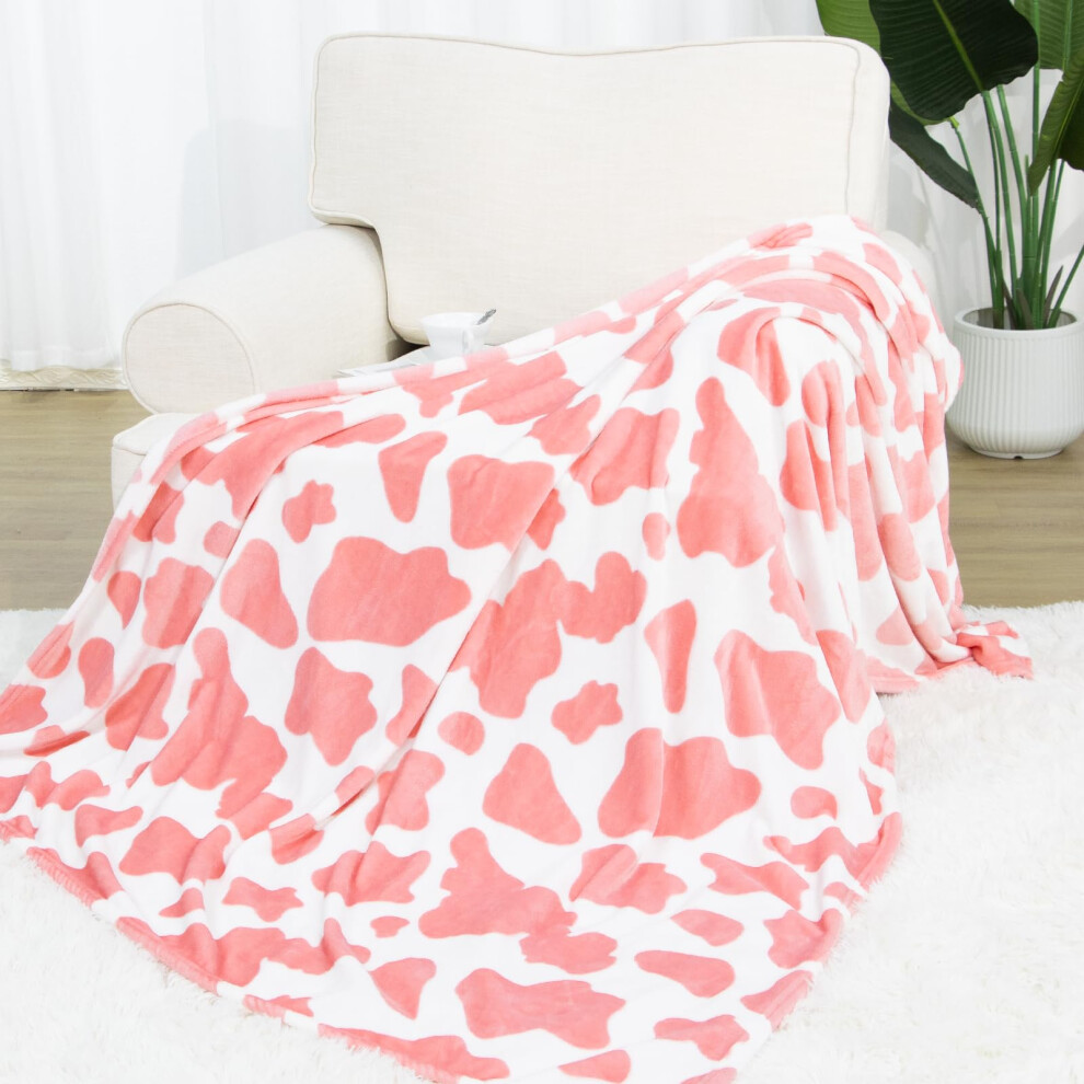 Soft Fleece Blanket Strawberry Pink Throw Blanket Cute Fuzzy Blankets for Girls Birthday Gifts 50x60 Decorative Blanket for Bed Sofa Couch