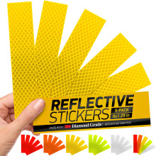 Byllstore High-Visibility Reflective Stickers | 3M Diamond Grade | Yellow | 1.25 x 6"""" | 5-Pack | Multipurpose Use for Helmets