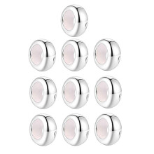Clip Stopper Charms Sterling hopea Rondelle Spacer Bead Charm Stopper Charm Pandora Charm rannekoruille (hopea (10 kpl))