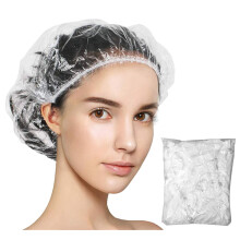 Keeygo Einweg-Duschhauben 50 Stück Badekappen Klar Wasserdicht für Frauen, Reise Essentials Haarhauben (20,5")