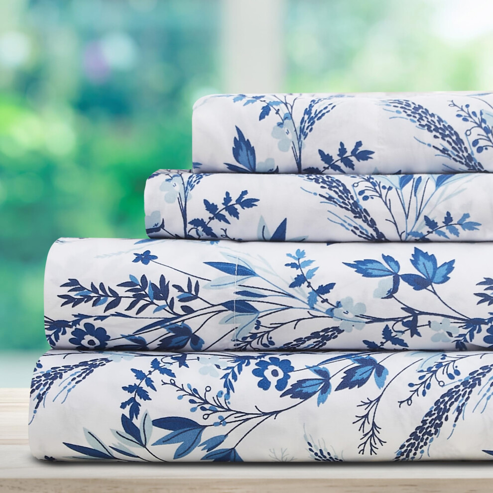 DREAMCARE King Size Sheets - Floral Sheets King Size Bed Set - 4pcs King Sheet Set - Cooling Bed Sheets - King Size Sheet Sets - Soft & Long Last