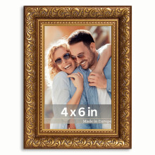 VictoR 4x6 Picture Frame Rubens Brown Gold - Picture Frames 4x6 - with Shutterproof Acrylic Glass - Antique Frames - Brown Frame 4 by 6