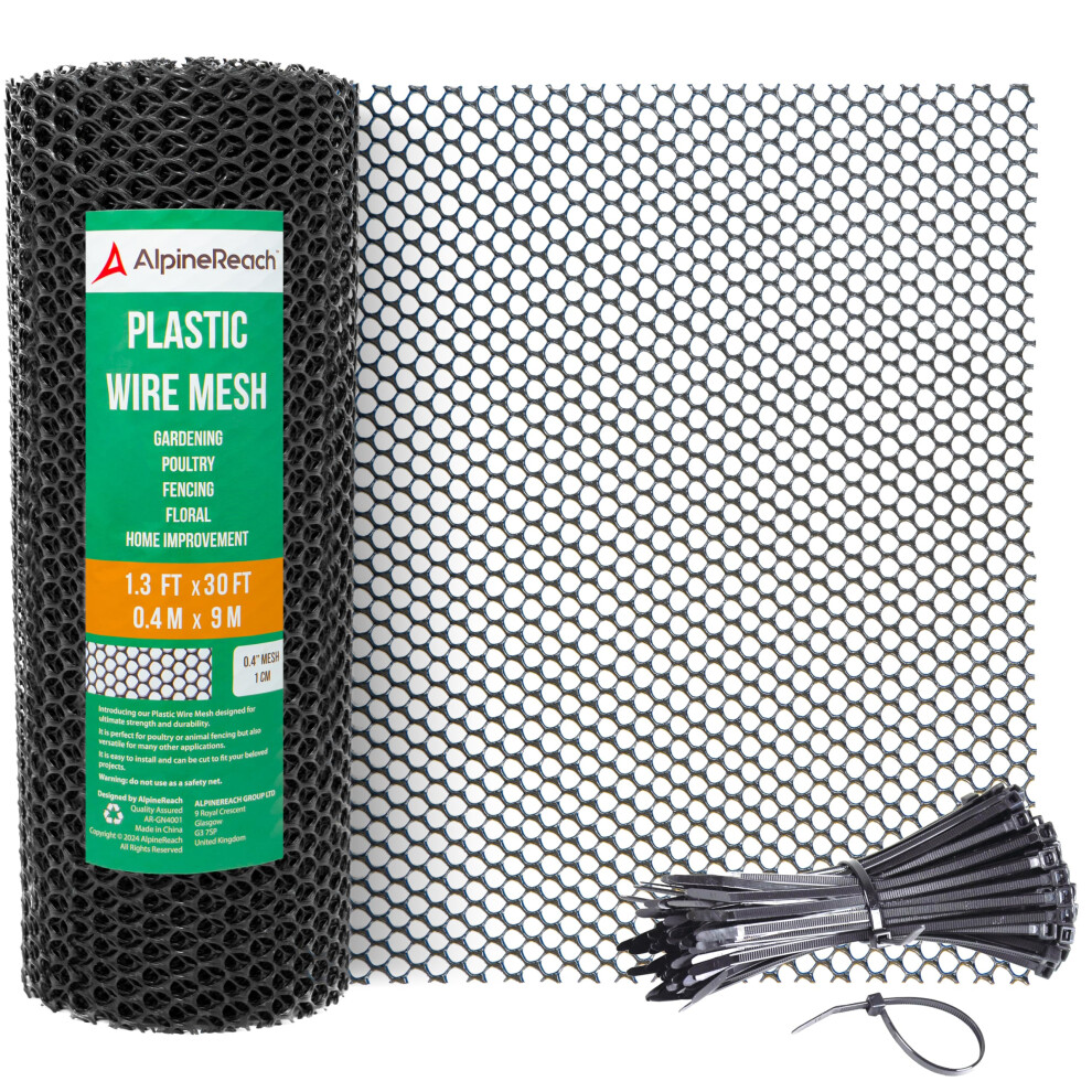 Clôture en grillage rigide en plastique AlpineReach 1,3 pi x 30 pi (15,7 po x 360 po) avec attaches zippées - Idéale pour les volailles, les chie