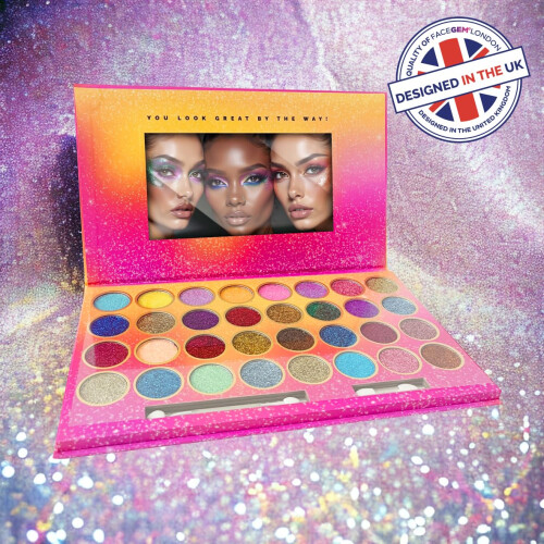32 Farben Glitzer Lidschatten Palette, Make-Up Palette mit Glitzer 2