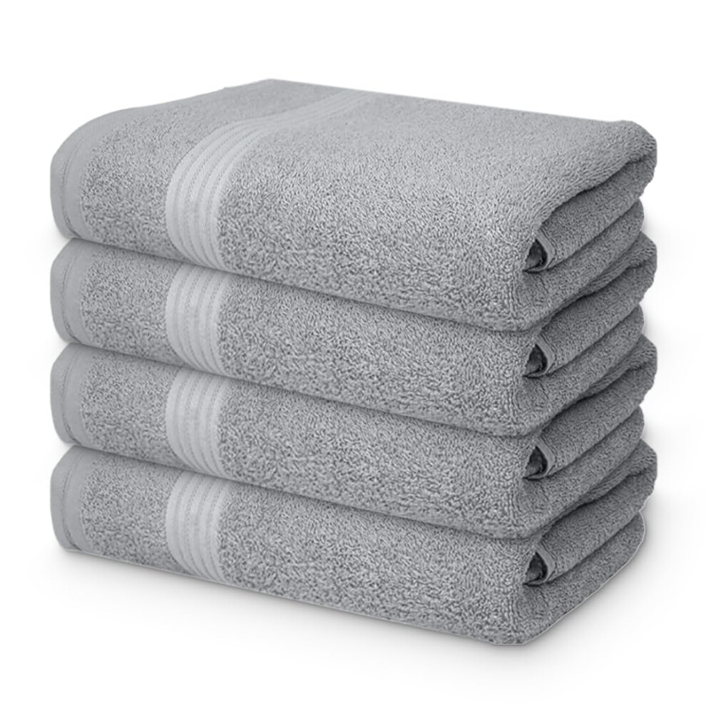 Serviettes de bain Textila 100 % coton - 27 x 54 (lot de 4, gris argent   ) - Tr   s absorbantes, super douces et luxueuses pour salle de bain, pisci