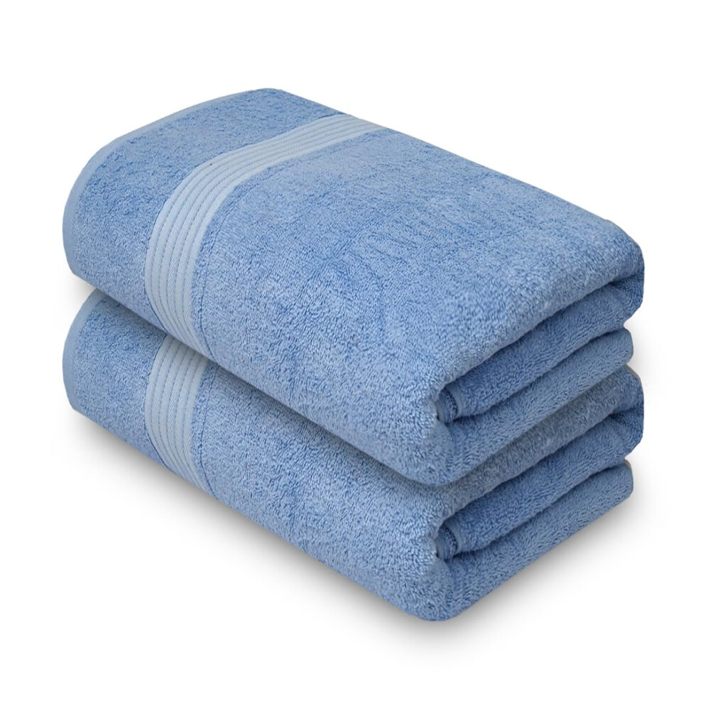 Serviettes de bain Textila 100 % coton - Taille g   ante 35 x 70 pouces, ultra douces et absorbantes (lot de 2 - Bleu) Serviettes surdimensionn   es