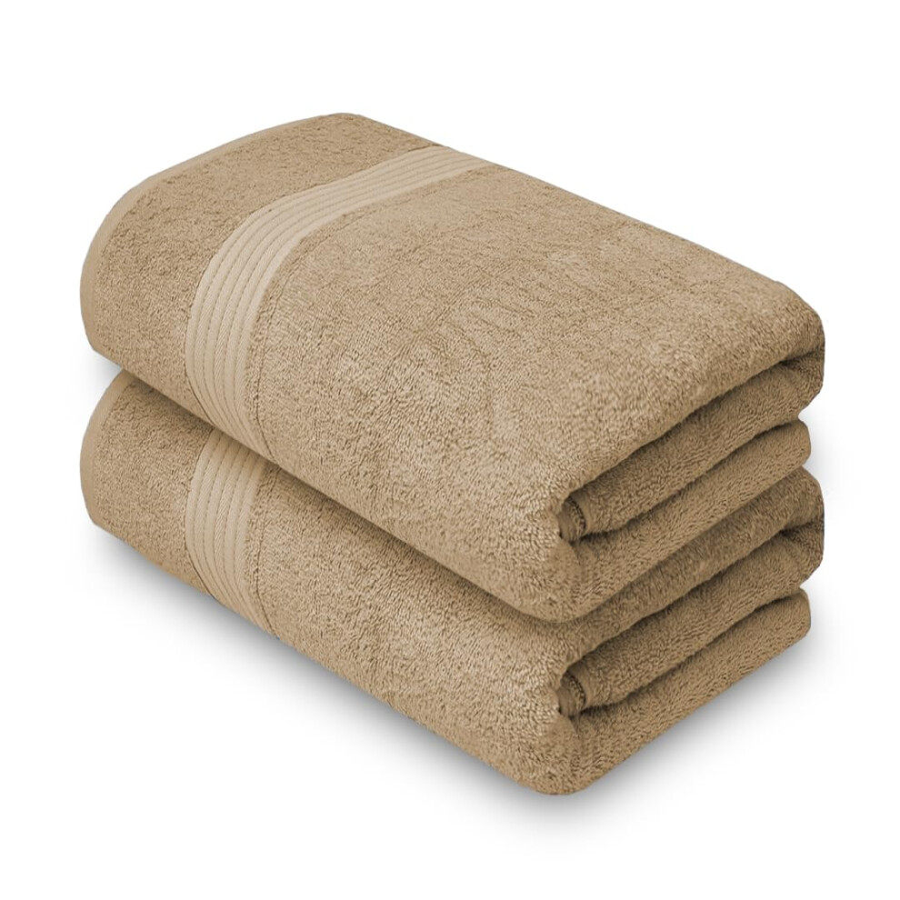 Serviettes de bain Textila 100 % coton - Taille g   ante 35 x 70 pouces, ultra douces et absorbantes (lot de 2 - Beige) Serviettes surdimensionn   es
