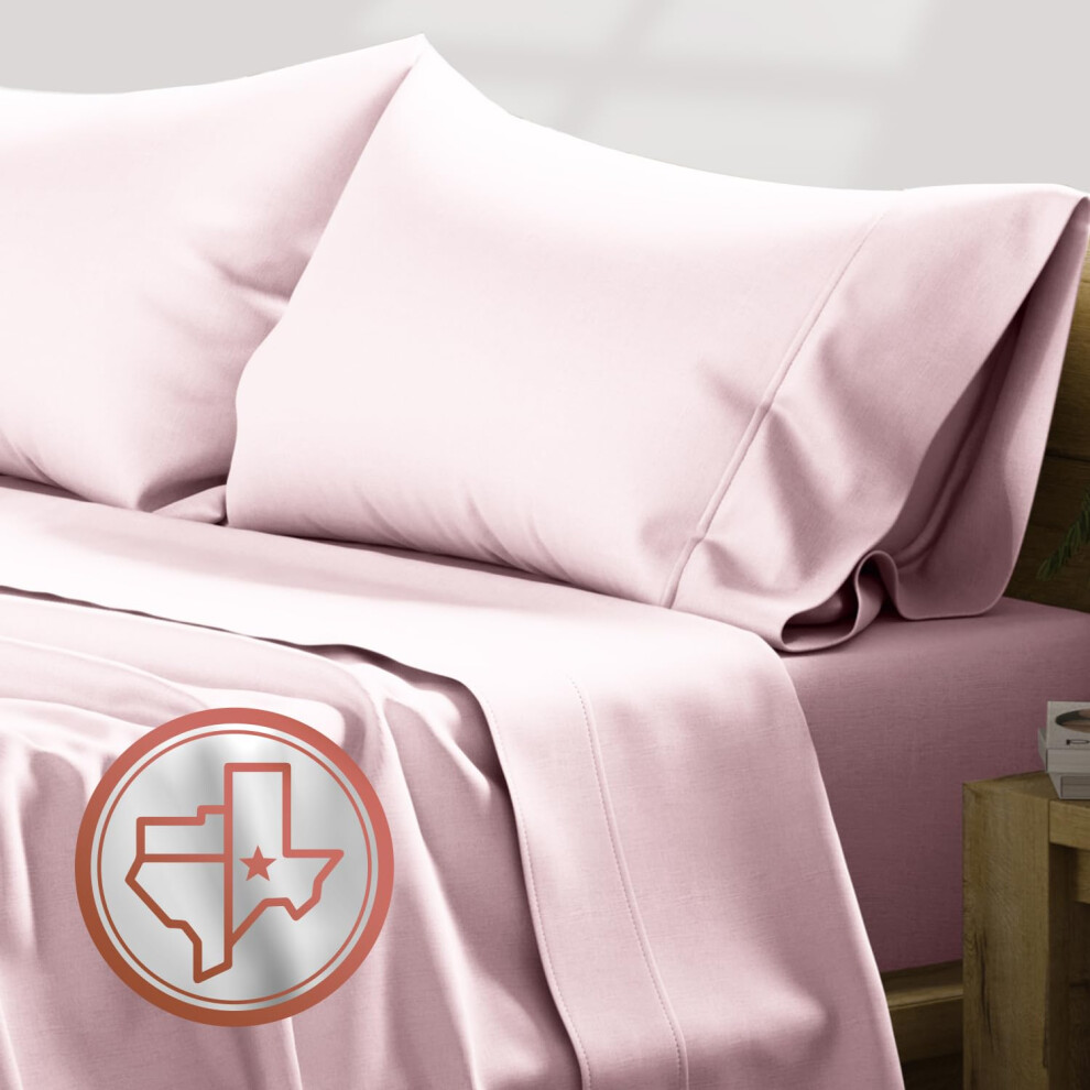 TEXAS LINEN CO. Parure de lit 4 pièces 100 % coton égyptien 600 fils/cm², king size, douce et rafraîchissante, tissage satiné, fibres extra longu