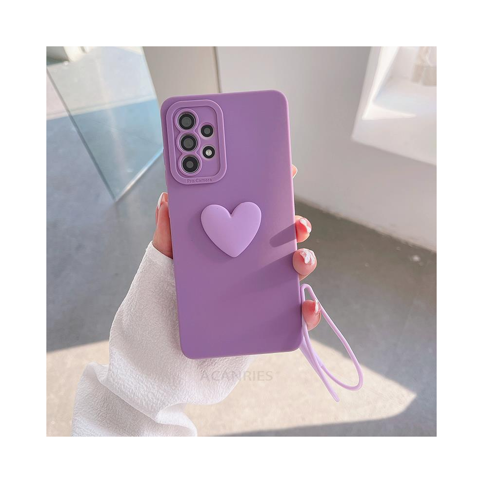 (Axss Grass A73 (4G 5G)) A 13 52S 53 Love Heart Lanyard Silicone Case For S Purple 931288492600