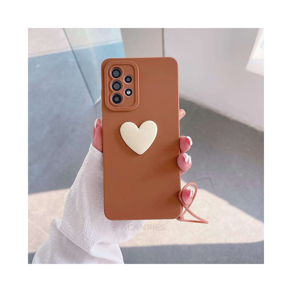 (Axss A51 4G) A 13 52S 53 Love Heart Lanyard Silicone Case For S Brown 931288494031