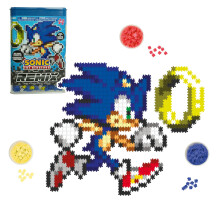 Jixelz Remix Sonic The Hedgehog Craft Kit - Sonic and Ring - No Heat or Glue Required - STEM Building Toys - Pixel Art for Bedroom or College Dorm Roo