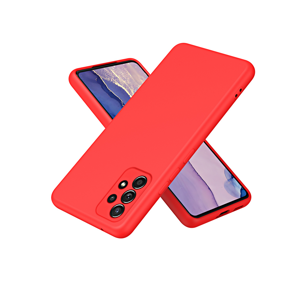 (, A22 5G) Solid Silicone Protect Case For Samsung Galaxy A13 Red 931288522147
