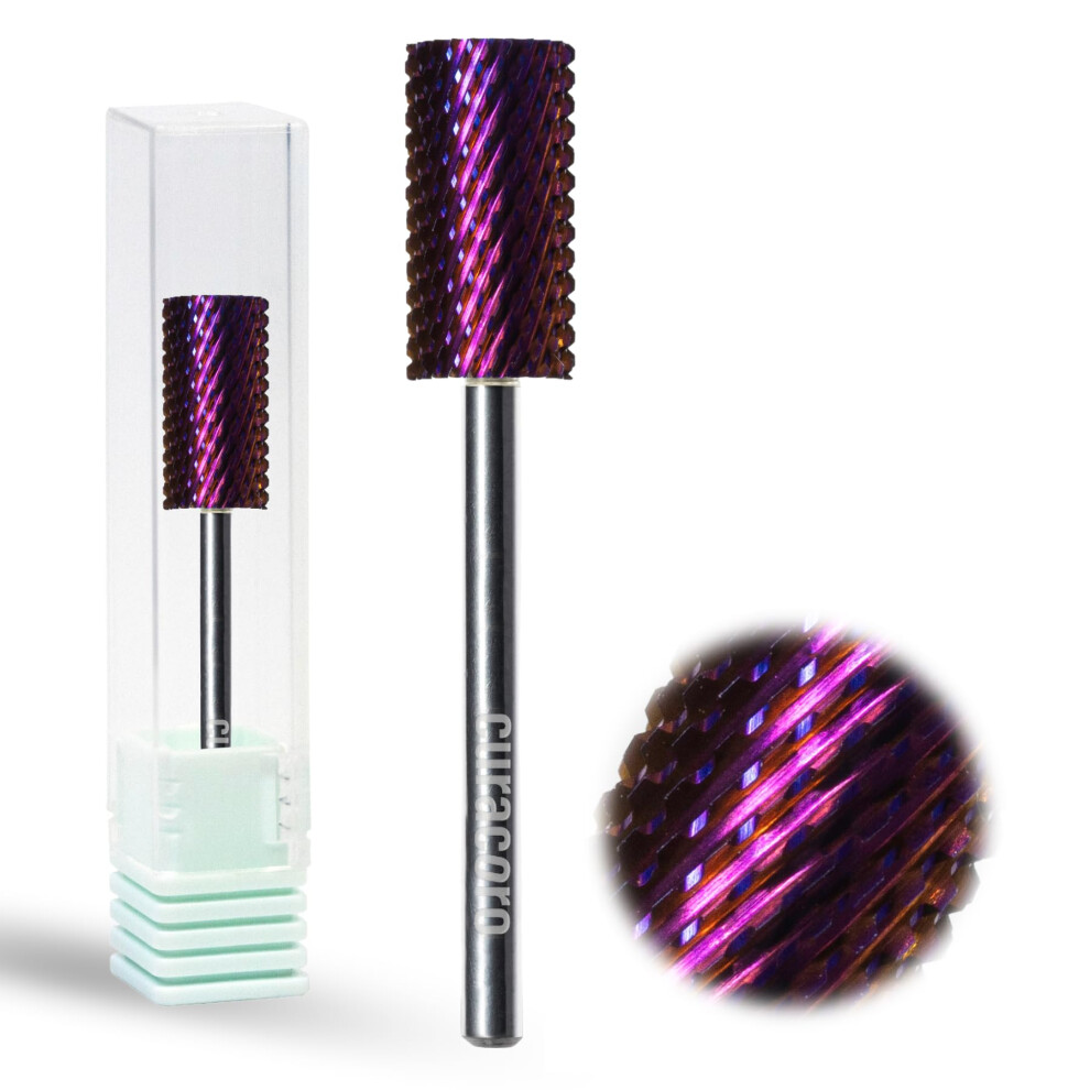 Curacoro Nail Drill Bits 3/32'' - Safe Smooth Stop Large Barrel Carbide Bit (Coarse) Fast Remove Acrylic Or Gel Nails Long-Lasting Bits For Nai