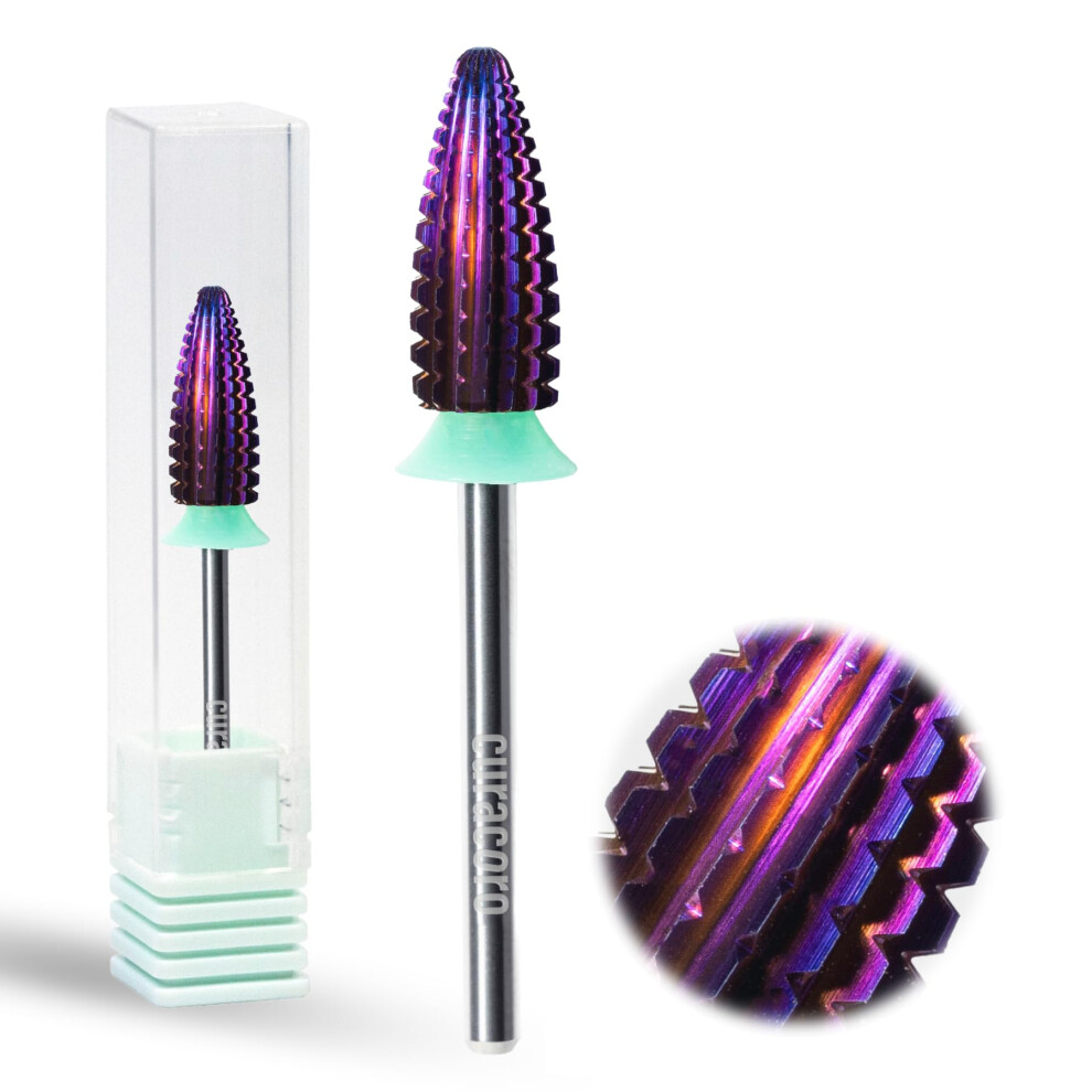 Curacoro Nail Drill Bits 3/32'' - Typhoon Bits 2 Way Carbide Bit Coarse Fast Remove Shape & Smooth Acrylic Or Gel Nails Precise Control For Nail