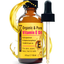 Seven Minerals Ultra Pure Vitamin E Oil - 300 000 IU Full-Spectrum D-Alpha Tocopherol per 4 Oz Bottle - 100% Organic Vitamin E Oil for Skin  Face  Hai