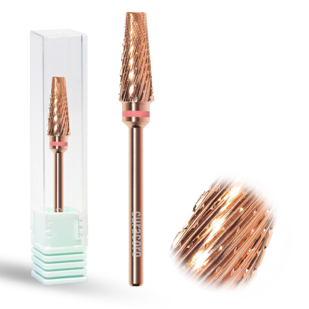Curacoro Cuticle Nail Drill Bit 3/32'' - 5-In-1 Nail Bit Pro Xxc+Xxf For Professional Finish Refine & Smooth Acrylic Or Gel Nails Nail Art Pedicure