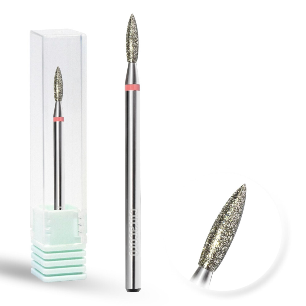 Curacoro Cuticle Nail Drill Bit 3/32'' - 2.1Mm Flame Shape Diamond Bit Coarse For Professional Finish Refine & Smooth Acrylic Or Gel Nails Nail Art