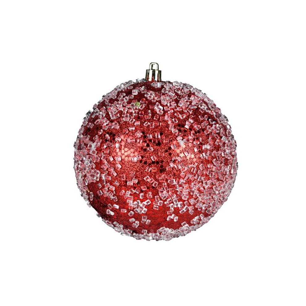 Vickerman N190503D 10 in. Glitter Hail Ball Ornament, Red-image-OPC-PGF8JM2-NEW