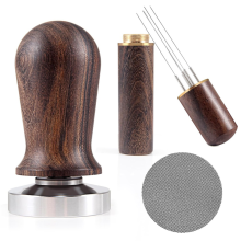 Ensemble de presse-café expresso 51 mm avec manche en bois, presse-café calibré à ressort et base en acier inoxydable de qualité supérieure