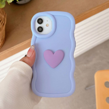 (Purple, For S24 FE) 3D Love Heart Wavy Silicone Soft Phone Case For Sa